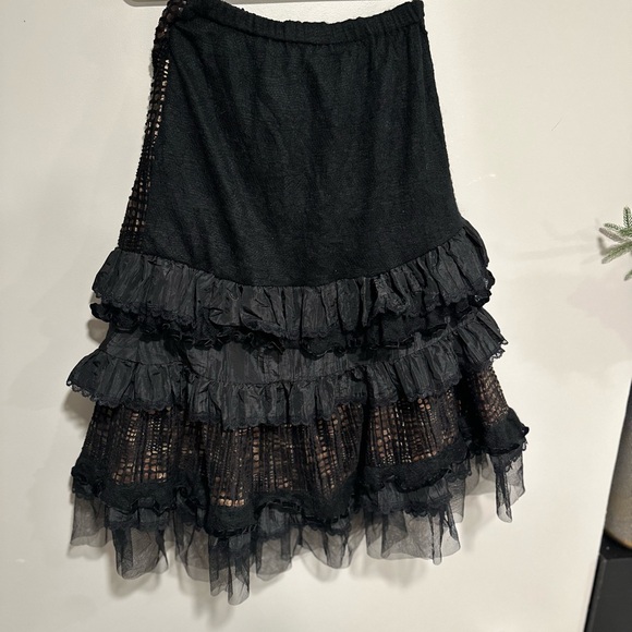 Textured Layered Skirt with Ruffles, Velvet & Tulle - Picture 3 of 4
